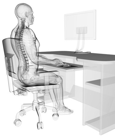 The correct posture for both kids and adults. If you don't sit correctly you might get pain in your back.